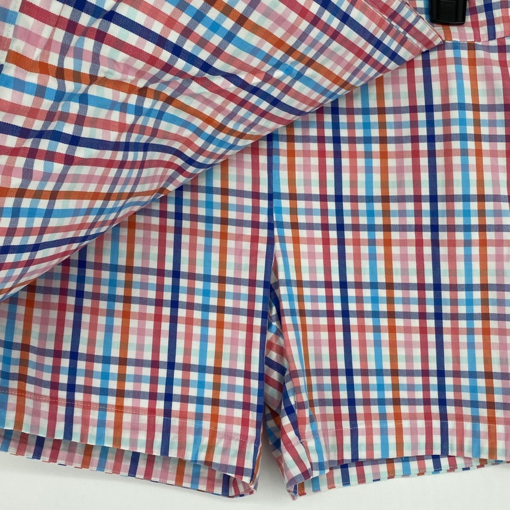 Talbots Petites Size 8P Skort Pink Blue Orange Gingham Check Faux Wrap Cotton - Picture 2 of 7